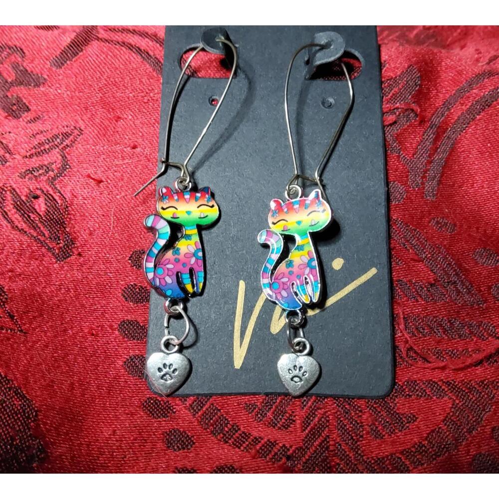 Animate Colors Cat Earrings